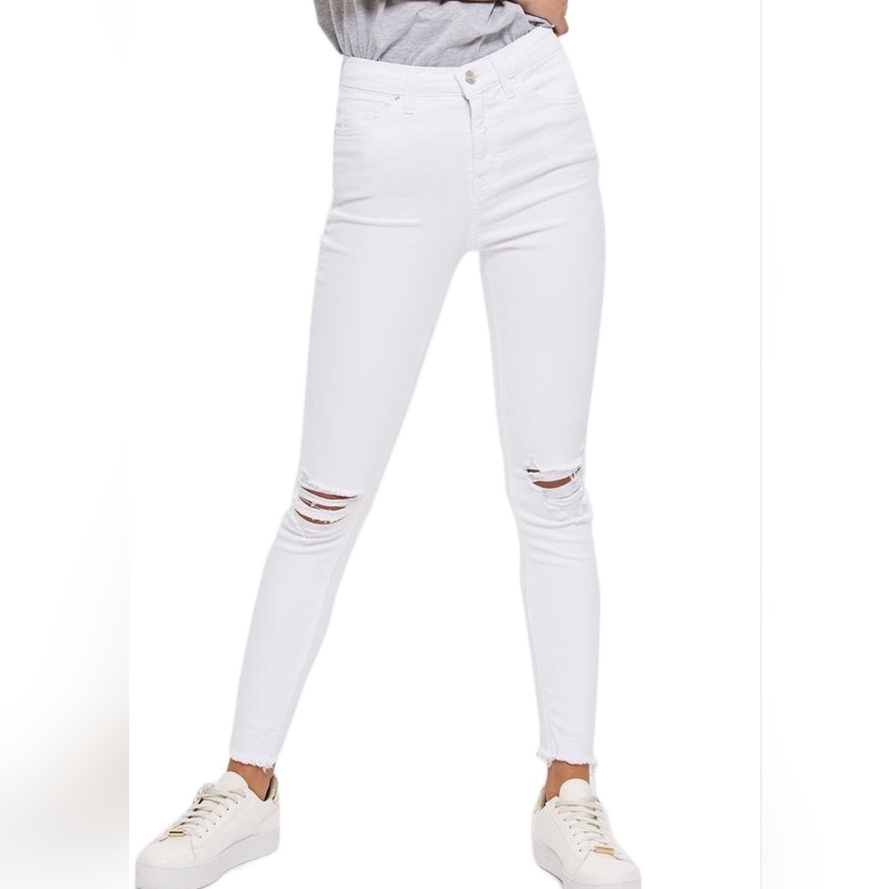 Nordstrom TOPSHOP "JAMIE" RIPPED KNEE HIGH WAIST SKINNY ANKLE JEANS (32W x 32L)